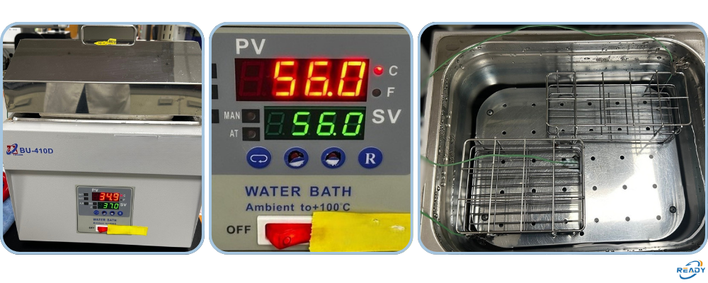 水浴槽校驗｜37℃・56℃ 九點位溫度紀錄｜READY 銳靛生技